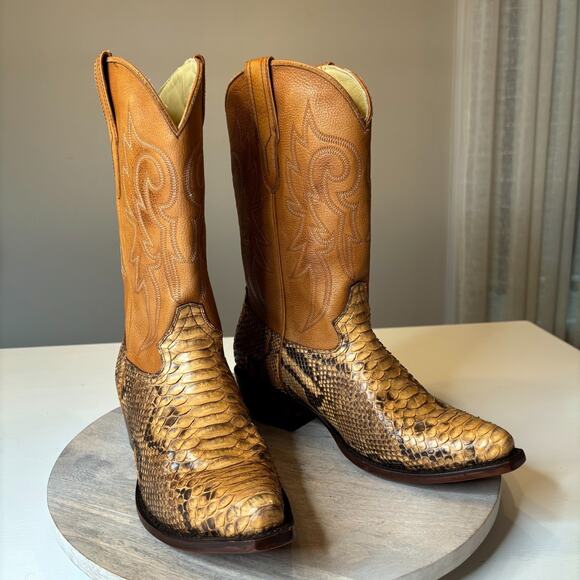 Freebird by Steven Marshall Python Snakeskin Leather Cowboy Boots Men’s Size 11 - Picture 1 of 13